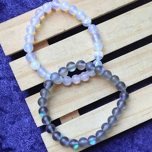 ☮️ PAiR of BraceLets ☯️ 7 inch ⭐ small wrist 💖 6 mm OpaLite & FAUX BLue Moon